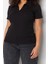 Moda Büyük Beden Polo Yaka Örme Regular Düz Desen Casual Günlük Crop Kısa Kol Bluz 3