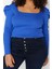 Moda Büyük Beden Kare Yaka Triko Fit Düz Desen Casual Günlük Regular Uzun Kol Bluz 1