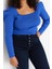 Moda Büyük Beden Kare Yaka Triko Fit Düz Desen Casual Günlük Regular Uzun Kol Bluz 4