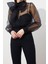 Moda Dik Yaka Dokuma Slim Fit Düz Desen Şık Gece Regular Uzun Kol Bluz 1
