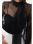 Moda Dik Yaka Dokuma Slim Fit Düz Desen Şık Gece Regular Uzun Kol Bluz 3