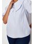 Moda Büyük Beden Bebe Yaka Dokuma Oversize Çizgili Desen Casual Günlük Regular Kısa Kol Bluz 3