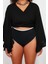 Moda Büyük Beden V Yaka Dokuma Fit Düz Desen Plaj Crop Truvakar Kol Kol Bluz 1