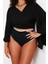 Moda Büyük Beden V Yaka Dokuma Fit Düz Desen Plaj Crop Truvakar Kol Kol Bluz 3