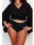 Moda Büyük Beden V Yaka Dokuma Fit Düz Desen Plaj Crop Truvakar Kol Kol Bluz 4