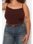 Moda Büyük Beden Degaje Yaka Örme Fit Düz Desen Casual Günlük Regular Askılı Kol Bluz 3