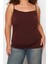 Moda Büyük Beden Degaje Yaka Örme Fit Düz Desen Casual Günlük Regular Askılı Kol Bluz 4