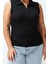 Moda Büyük Beden Polo Yaka Örme Fit Düz Desen Casual Günlük Regular Kolsuz Bluz 1