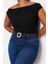 Moda Büyük Beden Kayık Yaka Örme Fit Düz Desen Casual Günlük Regular Askılı Kol Bluz 4