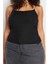 Moda Büyük Beden Kare Yaka Örme Fit Düz Desen Casual Günlük Crop Askılı Kol Bluz 2