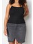 Moda Büyük Beden Kare Yaka Örme Fit Düz Desen Casual Günlük Crop Askılı Kol Bluz 4