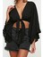 Moda V Yaka Dokuma Fit Düz Desen Plaj Crop Truvakar Kol Kol Bluz 2