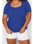 Moda Büyük Beden Kare Yaka Örme Fit Düz Desen Casual Günlük Crop Kısa Kol Bluz 2