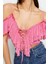 Moda V Yaka Örme Regular Düz Desen Şık Gece Crop Kısa Kol Bluz 3
