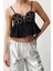 Moda Kalp Yaka Dokuma Crop Düz Desen Şık Gece Crop Askılı Kol Bluz 3