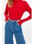 Moda Balıkçı Yaka Örme Slim Düz Desen Casual Günlük Crop Uzun Kol Bluz 1
