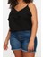 Moda Büyük Beden V Yaka Dokuma Regular Düz Desen Casual Günlük Regular Askılı Kol Bluz 1