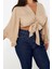 Moda Büyük Beden V Yaka Dokuma Fit Düz Desen Plaj Crop Truvakar Kol Kol Bluz 1