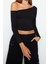 Moda Asimetrik Yaka Örme Slim Düz Desen Casual Günlük Crop Uzun Kol Bluz 1
