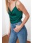 Moda Degaje Yaka Dokuma Regular Düz Desen Casual Günlük Regular Askılı Kol Bluz 1