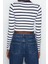 Moda Bisiklet Yaka Örme Slim Çizgili Desen Casual Günlük Crop Uzun Kol Bluz 5