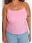 Moda Büyük Beden Kare Yaka Örme Fit Düz Desen Casual Günlük Crop Askılı Kol Bluz 1