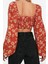 Moda Bisiklet Yaka Dokuma Slim Fit Çiçekli Desen Plaj Crop Uzun Kol Bluz 5