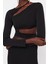 Moda Asimetrik Yaka Örme Slim Fit Düz Desen Şık Gece Crop Uzun Kol Bluz 1