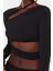 Moda Asimetrik Yaka Örme Slim Fit Düz Desen Şık Gece Crop Uzun Kol Bluz 2