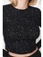 Moda Bisiklet Yaka Örme Puantiyeli Desen Casual Günlük Crop Uzun Kol Bluz 2
