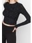 Moda Bisiklet Yaka Örme Puantiyeli Desen Casual Günlük Crop Uzun Kol Bluz 3
