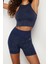 Moda Halter Yaka Örme Fit Düz Desen Sportswear Crop Kolsuz Bluz 2