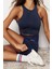 Moda Halter Yaka Örme Fit Düz Desen Sportswear Crop Kolsuz Bluz 4