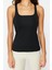 Moda Kare Yaka Örme Fit Düz Desen Sportswear Regular Askılı Kol Bluz 1
