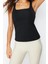 Moda Kare Yaka Örme Fit Düz Desen Sportswear Regular Askılı Kol Bluz 2