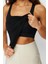 Moda Kare Yaka Örme Fit Düz Desen Sportswear Regular Askılı Kol Bluz 3