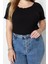 Moda Büyük Beden Kare Yaka Örme Fit Düz Desen Casual Günlük Regular Kısa Kol Bluz 3