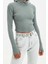 Moda Balıkçı Yaka Örme Slim Düz Desen Casual Günlük Crop Uzun Kol Bluz 1
