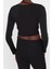Moda Asimetrik Yaka Örme Slim Fit Düz Desen Şık Gece Crop Uzun Kol Bluz 5