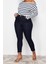 Moda Büyük Beden Kayık Yaka Örme Slim Çizgili Desen Casual Günlük Regular Uzun Kol Bluz 3