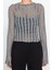 Moda Bisiklet Yaka Örme Regular Düz Desen Casual Günlük Crop Uzun Kol Bluz 1