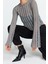 Moda Bisiklet Yaka Örme Regular Düz Desen Casual Günlük Crop Uzun Kol Bluz 4