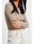 Moda Bisiklet Yaka Örme Slim Düz Desen Casual Günlük Crop Uzun Kol Bluz 3