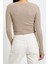 Moda Bisiklet Yaka Örme Slim Düz Desen Casual Günlük Crop Uzun Kol Bluz 5