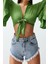 Moda V Yaka Dokuma Fit Düz Desen Plaj Crop Truvakar Kol Kol Bluz 4