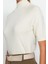 Moda Dik Yaka Triko Slim Düz Desen Casual Günlük Regular Kısa Kol Bluz 4
