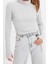 Moda Balıkçı Yaka Örme Slim Düz Desen Casual Günlük Crop Uzun Kol Bluz 1