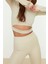 Moda Bisiklet Yaka Örme Fit Düz Desen Sportswear Crop Uzun Kol Bluz 2
