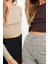 Moda Havuz Yaka Örme Slim Düz Desen Casual Günlük Crop Uzun Kol Bluz 2