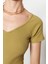 Moda Kalp Yaka Örme Fit Düz Desen Casual Günlük Regular Kısa Kol Bluz 4